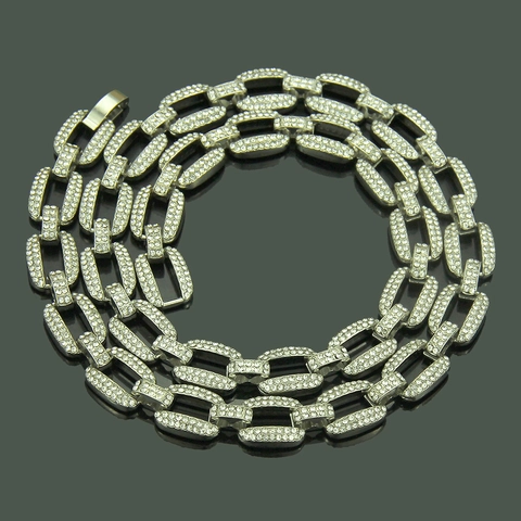 Collana a Catena Hip Hop Iced Out da Uomo in Lega con Strass Gioielli a Maglie Audaci Oro Argento Galvanizzato Accessorio Streetwear