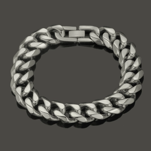 Herren Edelstahl Panzerkette Armband Hip Hop Miami Poliertes Bordsteinkette Armband Gold Silber Spiegelglanz Schmuck