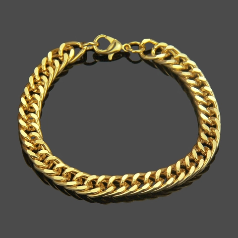 Bracciale a Maglia Cubana Spessa Uomo Hip Hop Placcato Oro 18K Catena di Ferro Pesante Gioielli di Moda Streetwear