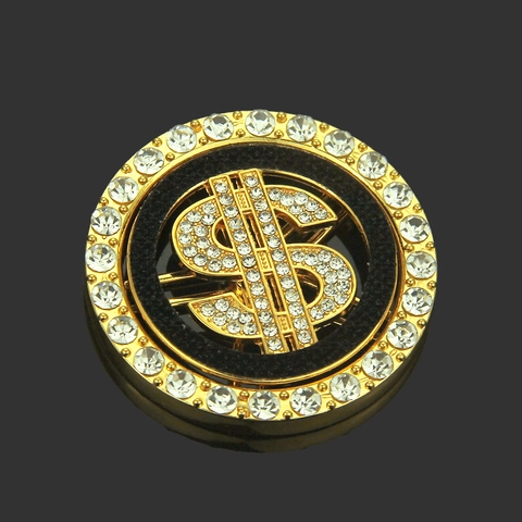 Hip Hop Drehbarer Dollarzeichen Anhänger Iced Out Strass Legierung Rotierendes Rundes Zubehör Für DIY Schmuck Handyhülle Dekor
