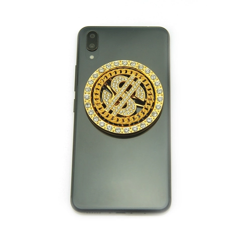 Hip Hop Drehbar Dollarzeichen Legierung Strass DIY Handyhülle Zubehör Gold Silber Anhänger Schmuck Metall Dekoration