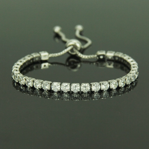 Bracelet de Tennis en Cuivre avec Zirconia Réglable Minimaliste pour Femme Bracelet Chaîne à Coulisse en Cristal Bijoux Cadeau