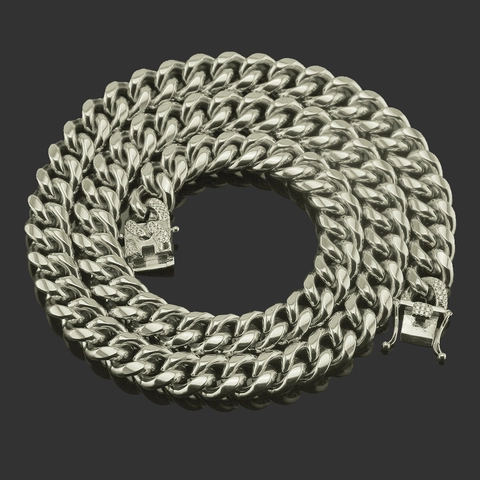 Men Hip Hop Alloy Glass Rhinestone Cuban Link Chain Necklace Gold Color Pave Iced Out Geometric Heavy Metal Neckpiece Jewelry