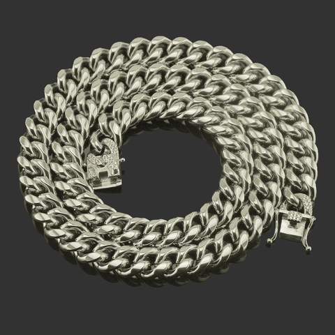 Collier Hip Hop Homme Grosse Chaîne Gourmette Iced Out Alliage Strass Fermoir Pave Or Argent Plaqué Bijoux Pour Fête