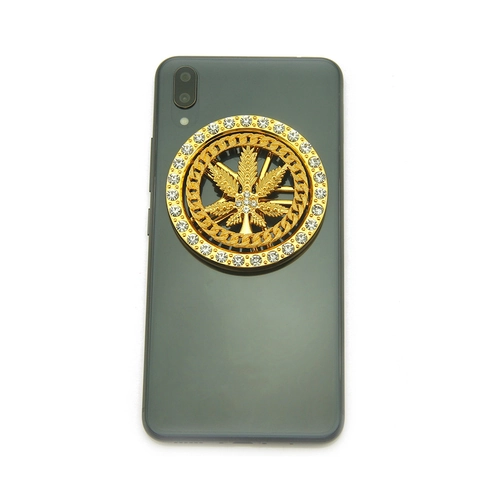 Hip Hop Alloy Rhinestone Leaf Pattern Rotating Phone Case Decoration DIY Jewelry Accessories For Street Style Personalized Charm