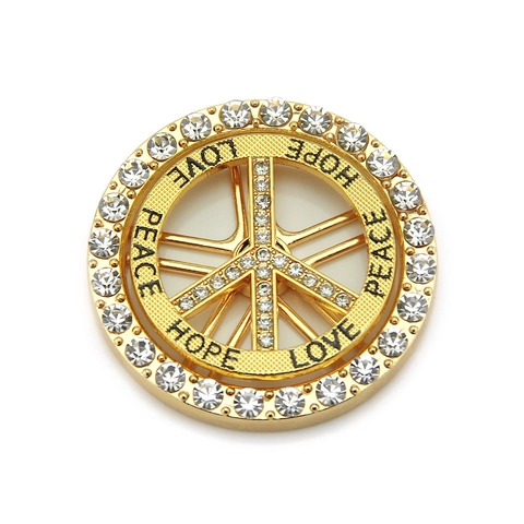 Accessorio per Custodia Telefono DIY Hip Hop Lega Strass Tondo Segno della Pace Simbolo Dollaro Ciondolo Amore Pace Speranza