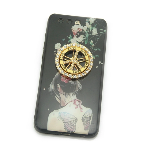 Accessorio per Custodia Telefono DIY Hip Hop Lega Strass Tondo Segno della Pace Simbolo Dollaro Ciondolo Amore Pace Speranza