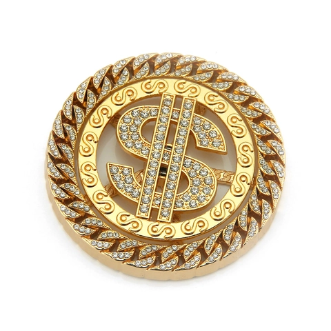 Hip-hop Rotatable Dollar Sign Accessory Zinc Alloy Rhinestone Inlaid DIY Phone Case Spinner Ring Holder Gold Silver Jewelry