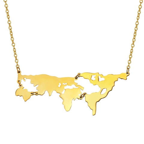 Hip Hop Wereldkaart Hanger Halskette Voor Heren Legering Verguld Kaart Overzicht Geometrische Sieraden Cadeau Goud Zilver Mode Kettingen