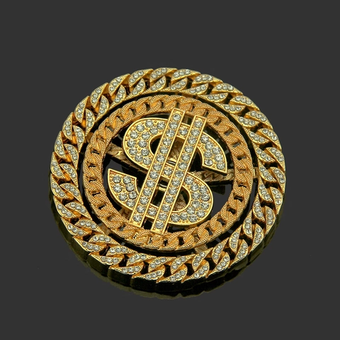 Hip Hop Rotating Dollar Sign Alloy Pendant For DIY Jewelry Making Luxurious Rhinestone Iced Out Gold Silver Pendant