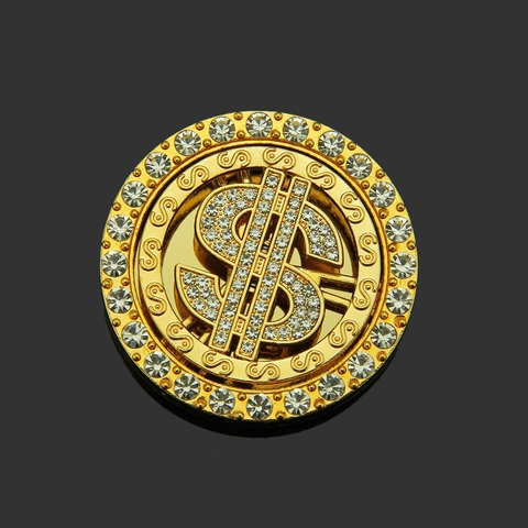 Hip Hop Dollar Sign Rotating DIY Phone Case Accessory Alloy Rhinestone Inlaid Adhesive Backing Car Decoration Ornament