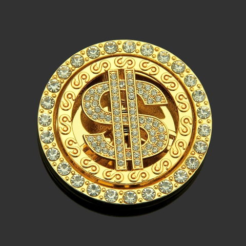 Hip Hop Dollar Sign Rotating Phone Stand Rhinestone Inlaid Alloy Phone Case Decor Universal Mobile Phone Holder Accessory
