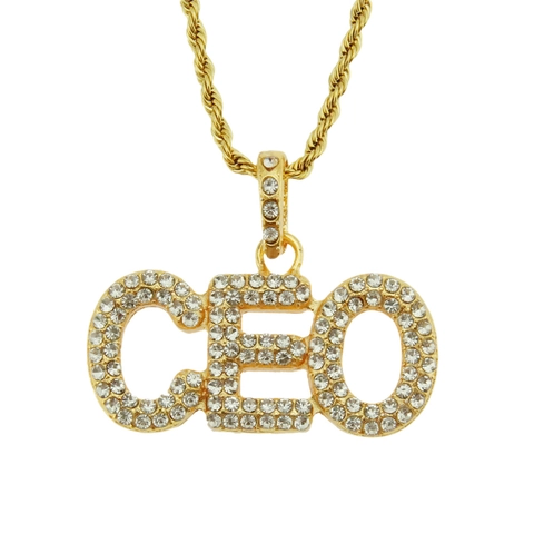 Collar con Colgante de Letra CEO Iced Out Hiphop Aleación Diamante de Imitación Cadena de Cuerda Hombre Mujer Joyería de Moda Regalo Oro Plata