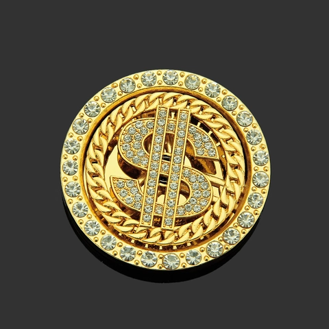 Hip Hop Rotating Dollar Sign Rhinestone DIY Phone Case Accessory Gold Alloy Dollar Symbol Charm Mobile Decoration