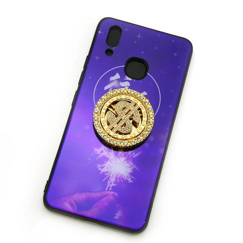 Rotating Dollar Sign Rhinestone Alloy Decoration For Phone Case Car Dashboard Adhesive Luxury Hip Hop Round Accessory