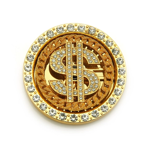 Bling Rhinestone Dollar Sign DIY Phone Case Accessory Rotating Zinc Alloy Hip Hop Bag Charm Gold Silver Metal Decoration