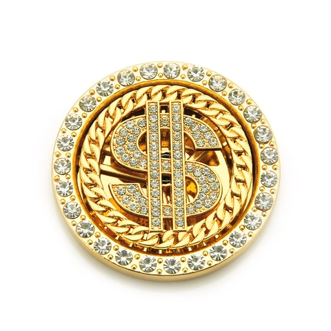 Lussuoso Accessorio Rotante Segno Del Dollaro In Oro Con Strass Per Custodia Telefono Fai-Da-Te Stile Hiphop In Lega Decorazione
