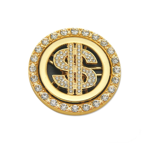 Accessori per Cover Cellulare Fai da Te Simbolo Dollaro Hiphop in Metallo con Strass Rotondi Rotanti Decorazione