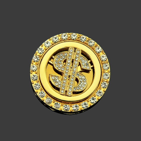 Drehbares Dollarzeichen Strass DIY Handyhülle Zubehör Gold Legierung Hip Hop Klebedekor Für Taschen Schuhe Schmuck