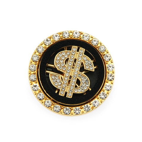 Accessori per Cover Cellulare Fai da Te Simbolo Dollaro Hiphop in Metallo con Strass Rotondi Rotanti Decorazione