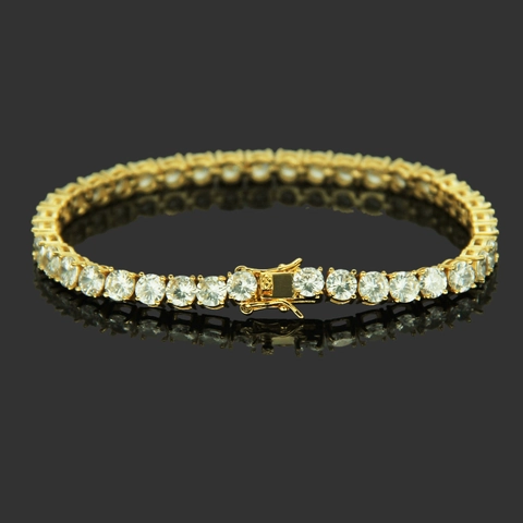Hip Hop Men's Copper Zirconia Tennis Bracelet Necklace Gold Silver Plated Geometric Chain Jewelry 3mm 4mm 5mm Link Chain