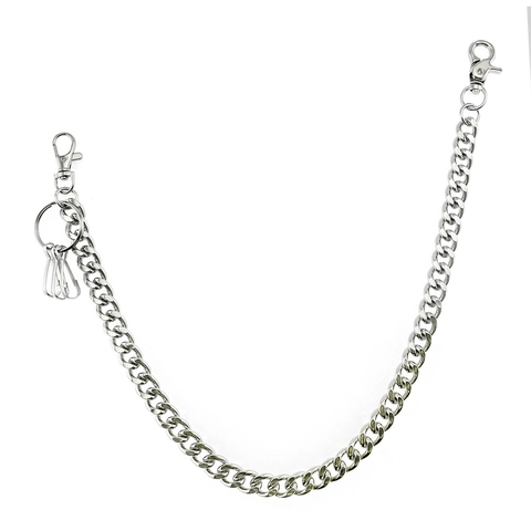 Punk Hiphop Zilveren Metalen Tailleketting Voor Heren Dames Cubaanse Schakel Broekketting Portemonneeketting Met Karabijnsluiting