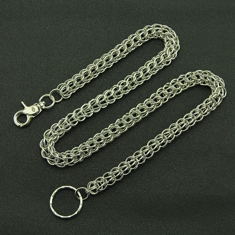 Cadena de Cintura de Metal Tejido Punk Hip Hop Cadena de Pantalones para Hombres Mujeres Plata de una Sola Capa Jeans Accesorios Joyas