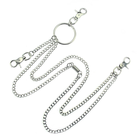 Men Hip Hop Multilayer Metal Waist Pant Chain Punk Rock Jean Belt Chain Silver Decorative Chain With Lobster Clasp Streetwear Jewelry
