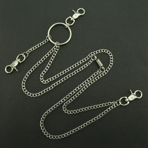 Men Hip Hop Multilayer Metal Waist Pant Chain Punk Rock Jean Belt Chain Silver Decorative Chain With Lobster Clasp Streetwear Jewelry