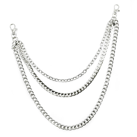 Cadena de Cintura de Metal de Varias Capas Punk Hip Hop Plateado Cadena de Pantalones de Tres Capas para Hombre Mujer Joyería