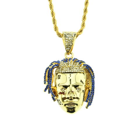 Collana Con Pendente Ritratto Rapper Hip Hop Catena a Corda in Acciaio Inossidabile Lega di Zinco Con Strass Gioielli Streetwear Uomo