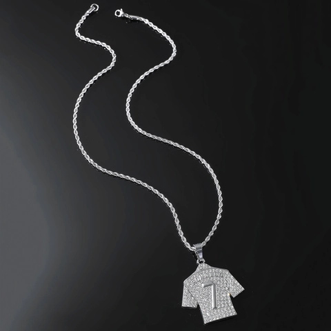 Hiphop Heren Voetbal Jersey Hanger Halsketting Goud Zilver Verguld Legering Strass Nummer 7 Jersey Touwketting Sieraden