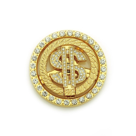 Drehbarer Dollarzeichen DIY Handyhülle Zubehör Strass Legierung Anhänger Hip Hop Rund Handy Ständer Gold Silber Dekor