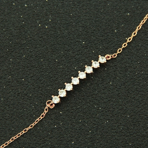 Minimalistisches Roségold Kupfer Armband Für Damen Elegante Klare Zirkonia Eingelegte Runde Steine Herz Anhänger Schmuck Geschenk