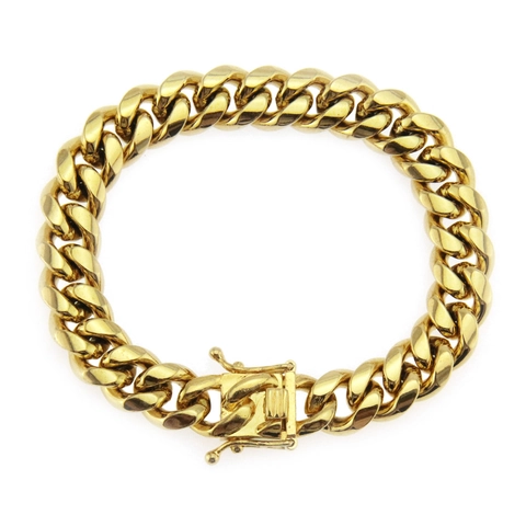 Bracciale Hip Hop Lucidato in Acciaio Inossidabile Maglia Cubana per Uomo Classica Catena Oro Argento Gioielli di Moda Regalo