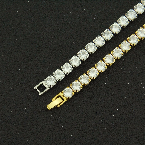Klassisches Kupfer Zirkonia Tennis Armband Für Herren Damen Unisex Hip Hop Schmuck Gold Silber Plattiert 4 Zacken CZ Armband