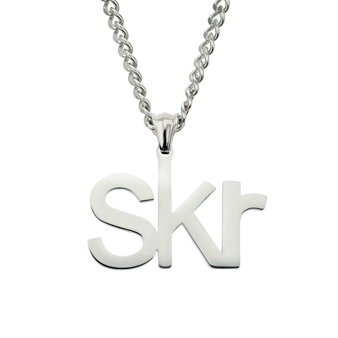 Collar con Colgante de Letra Skr Hip Hop para Hombre Acero de Titanio Cadena Cubana Streetwear Joyería Accesorio Plata