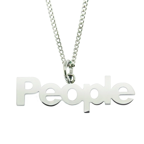 People Buchstaben Anhänger Halskette Titanstahl Panzerkette Hip Hop Schmuck Für Herren Damen Trendy Minimalistisch Poliert