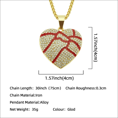 Hip Hop Gebrochenes Herz Anhänger Halskette Für Herren Damen Vergoldet Legierung Rot Emaille Voll Strass Eingelegt Boxkette Schmuck