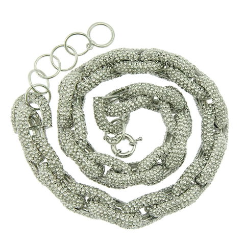 Collana a Maglia Cubana Spessa Hip Hop per Uomo Donna in Lega con Strass Catena Ovale Lucida Gioielli Accessori Regalo