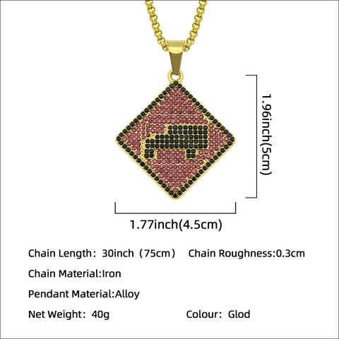 Collana con Ciondolo Auto in Lega Hip Hop per Uomo Donna Oro Pavé di Strass Catena Veneziana Gioielli Streetwear