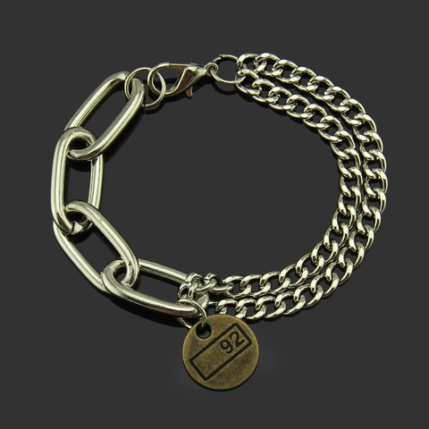 Bracciale Minimalista Punk in Lega d'Argento Con Catena Patchwork Per Donna Uomo Hip Hop Catena Cubana Targhetta Rotonda Gioielli