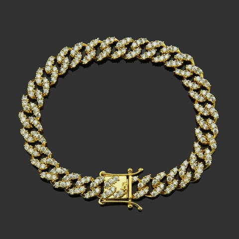Bracciale Cuban Link Hip Hop Iced Out Per Uomo Donna Rame Intarsiato Zirconia Gioielli Placcati Oro Argento Accessori Festa