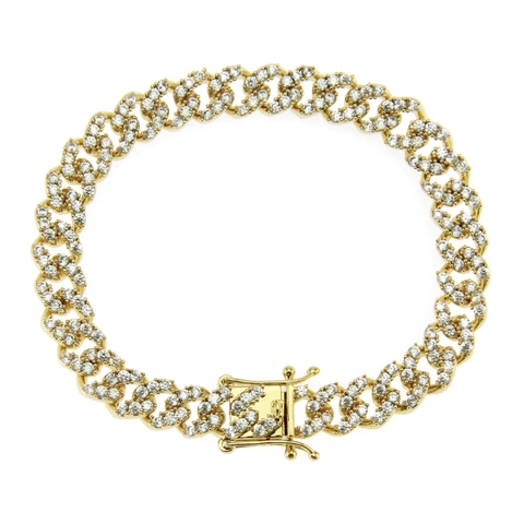 Bracciale Maglia Cubana Iced Out Per Uomo Donna Rame Zirconia Gioielli Hip Hop Larghezza 8mm Oro Argento Regalo Festa