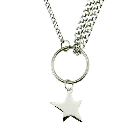Collana Con Pendente a Stella in Acciaio Inossidabile Minimalista Catena Cubana in Ferro a Doppio Strato Gioielli Punk Unisex