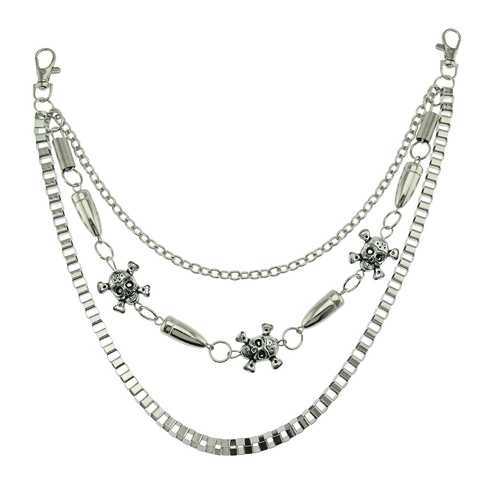 Hip Hop Punk Multi Layer Metal Pants Chain Skull Bullet Pendants Waist Chain Streetwear Fashion Jewelry Belt Chain For Men Women