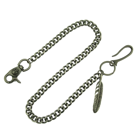 Cintura a Catena a Gruman in Metallo Retro Vintage Pendente a Foglia Cava Teschio Strato Singolo Accessorio Vita Jeans Uomo Punk Rock Decorazione Pantaloni