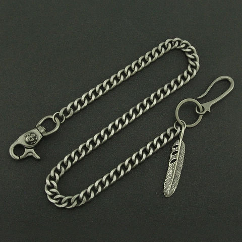 Cintura a Catena a Gruman in Metallo Retro Vintage Pendente a Foglia Cava Teschio Strato Singolo Accessorio Vita Jeans Uomo Punk Rock Decorazione Pantaloni