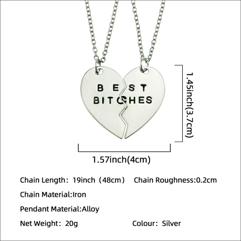 Zinc Alloy Iron Heart Puzzle Best Friend Pendant Necklaces Engraved Letter Simple Jewelry Accessory For Women Men Silver