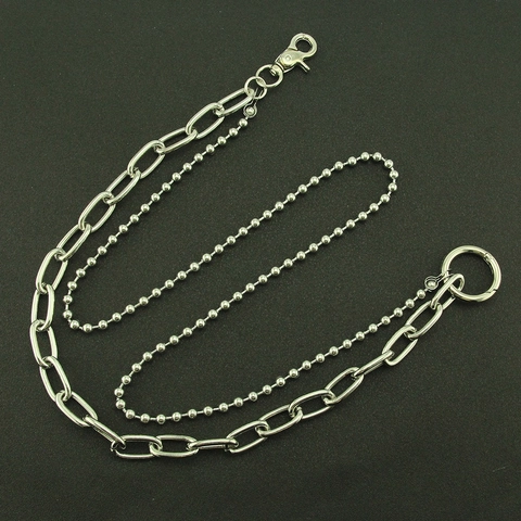 Men Hip Hop Punk Multi Layer Metal Pants Chain Silver Zinc Alloy Iron Waist Chain For Jeans Wallet Streetwear Decor